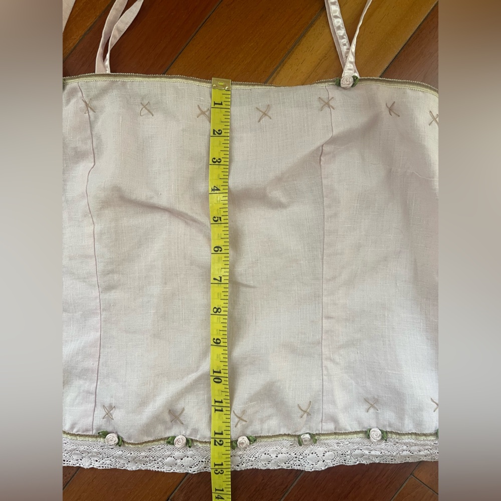 Whistles Linen Embroidered Baby Pink Cami Top with Lace Trim Size US 10 - Picture 12 of 15